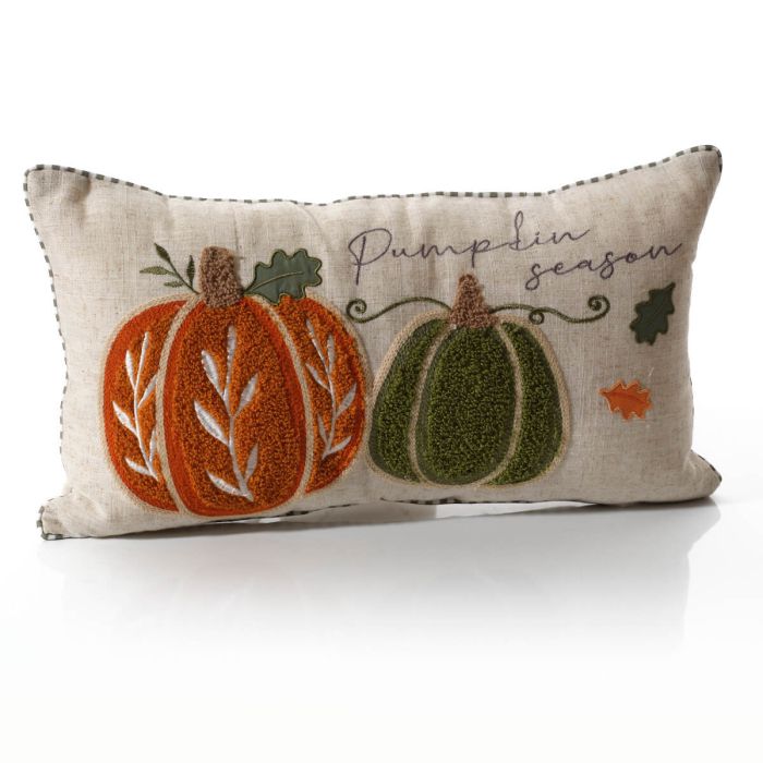 Harvest home pumpkin season appliqued cushion