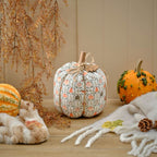 Harvest home pumpkin printed doorstop with wooden 'snuggle season' tag