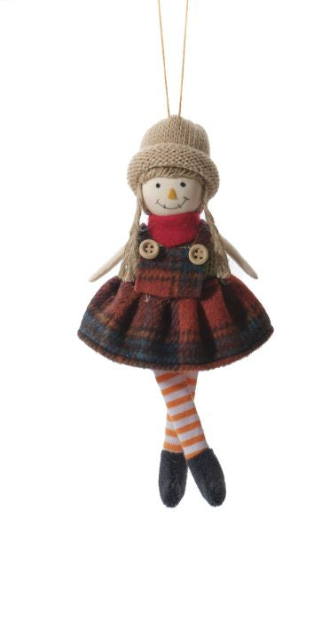 Harvest pumpkin dressed girl and boy hanging dec