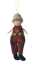 Harvest pumpkin dressed girl and boy hanging dec