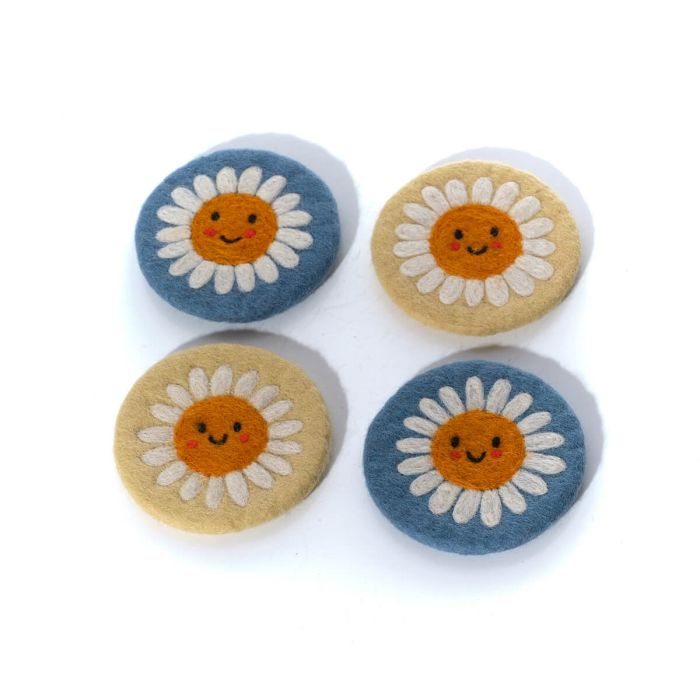 Love and kindness sunshine daisy felt coaster set