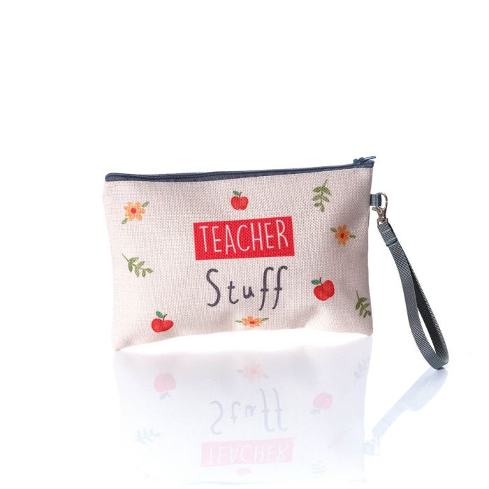 Teacher stuff zip pouch with wrist strap