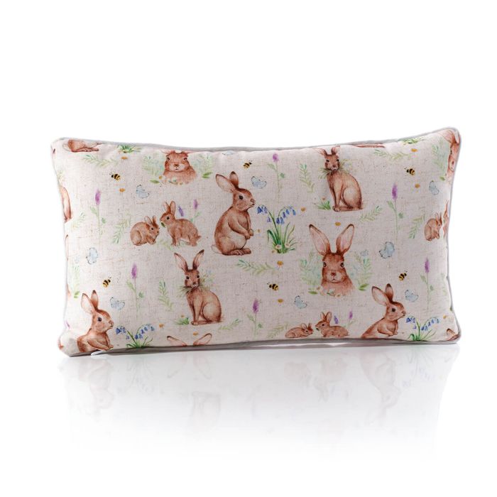 Meadow Fields family bunny rectangular cushion