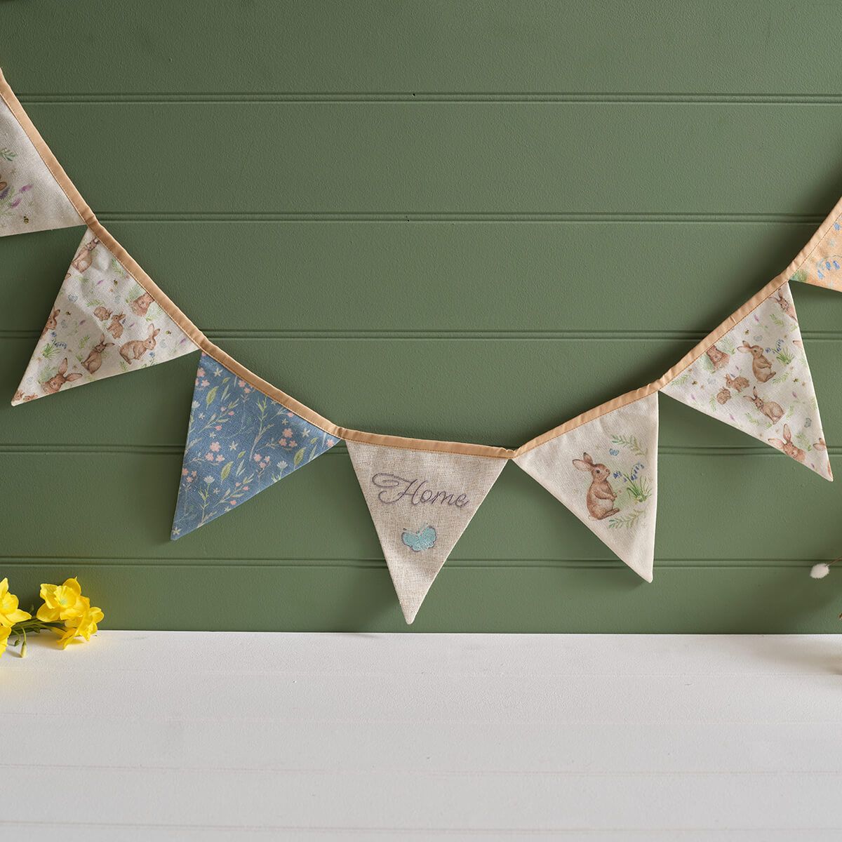 Bunny bunting with embroidered home flag
