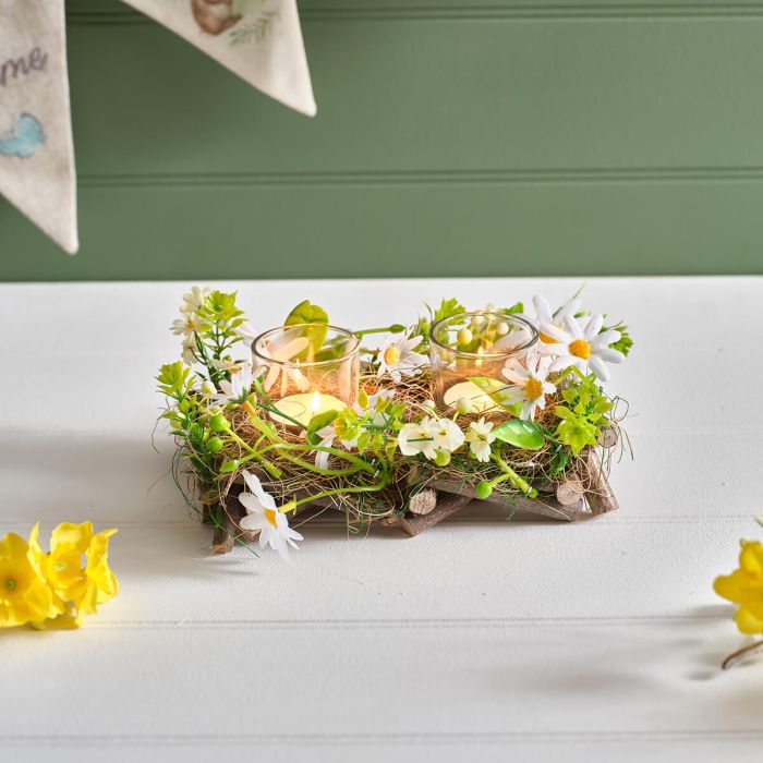 Meadow fields double candle holder centre piece