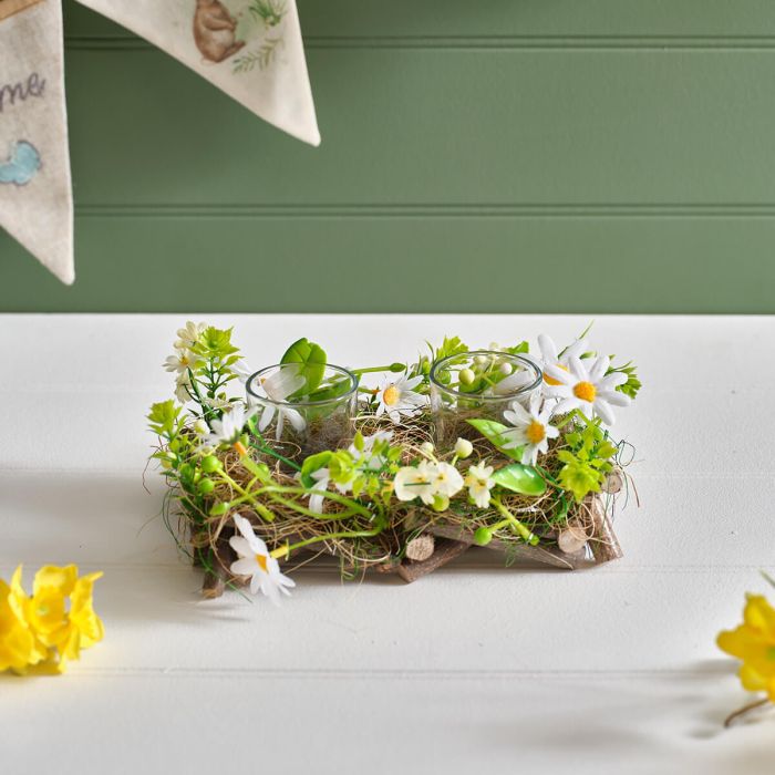 Meadow fields double candle holder centre piece