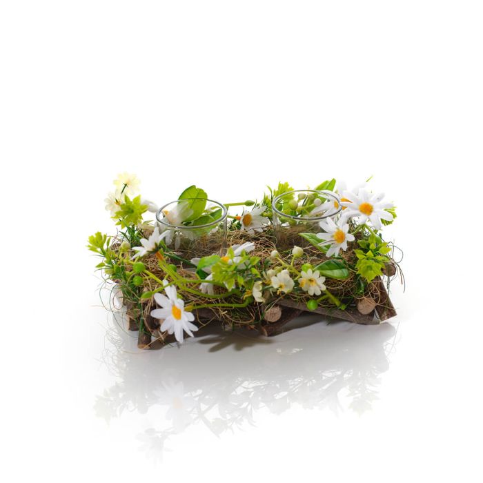 Meadow fields double candle holder centre piece