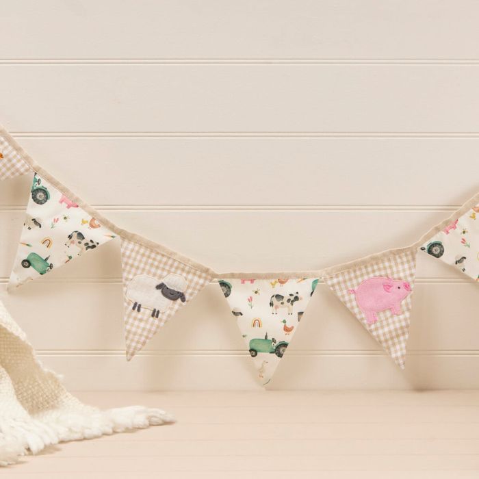 Mini farm animals embroidered bunting