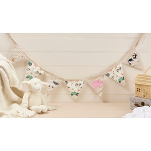 Mini farm animals embroidered bunting