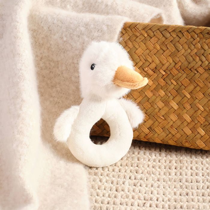 Plush Mabel the duck baby rattle