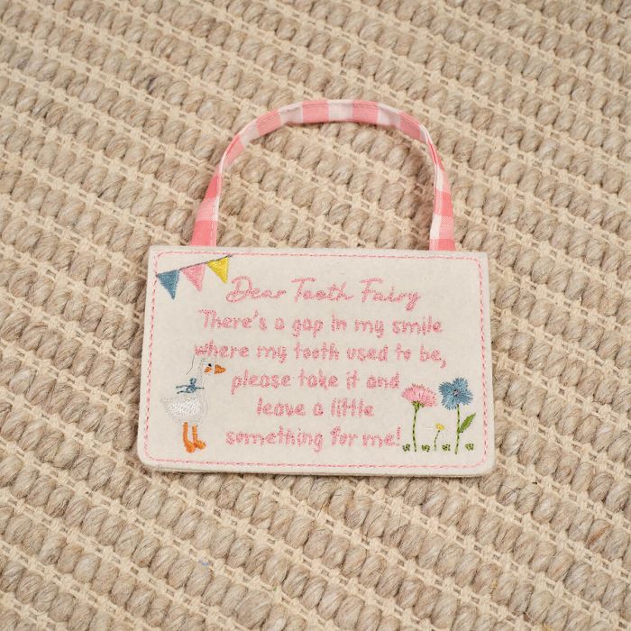 Dear tooth fairy pink felt envelope hanger
