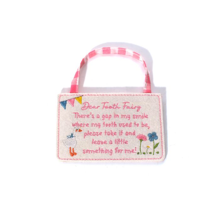 Dear tooth fairy pink felt envelope hanger