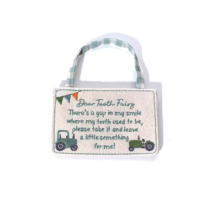 Dear tooth fairy blue felt envelope hanger