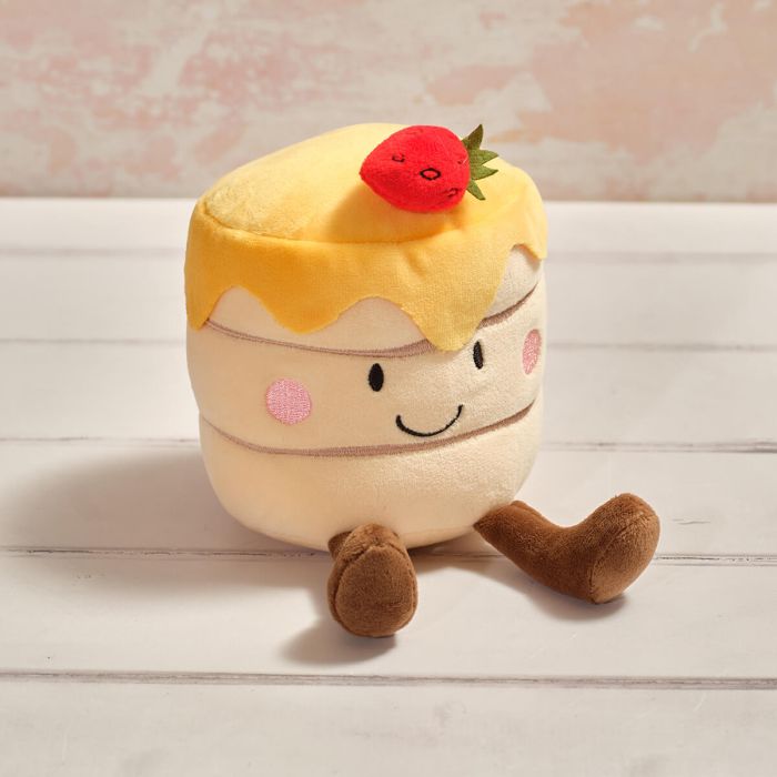 Plush pancake with strawberries stack