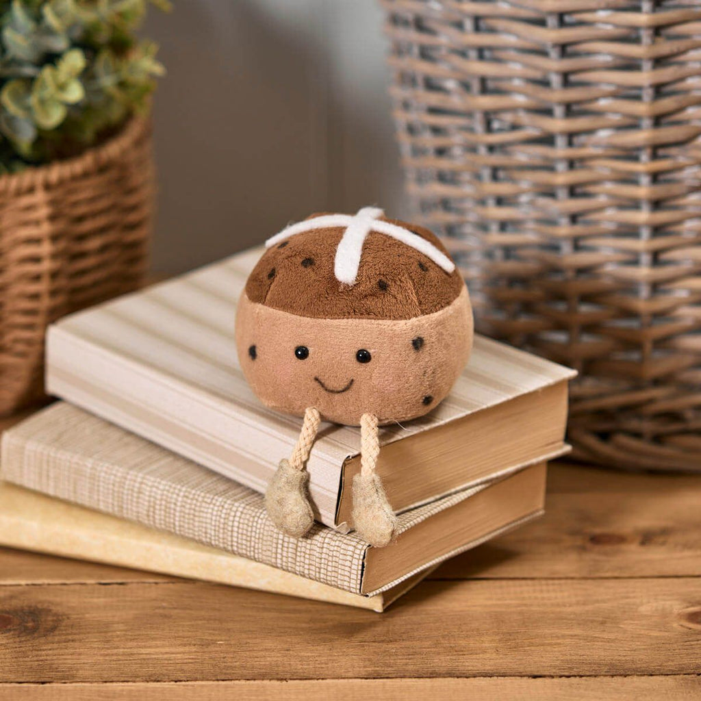 Hot cross bun decoration with dangly legs