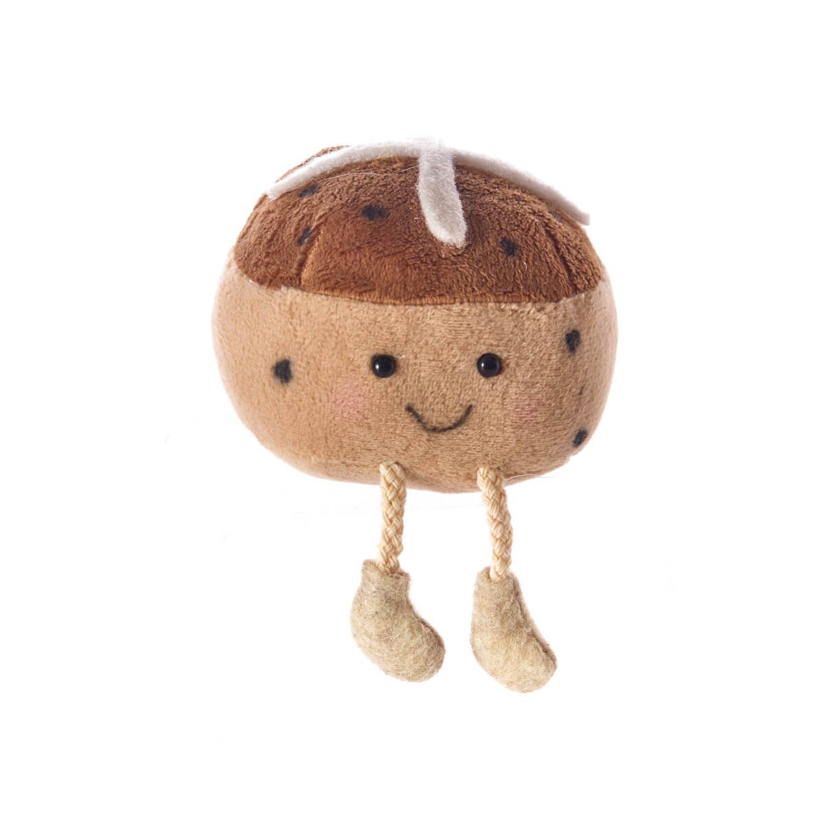 Hot cross bun decoration with dangly legs