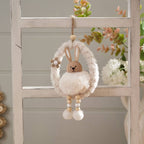 Farmhouse bunny in egg shape nest hanging dec