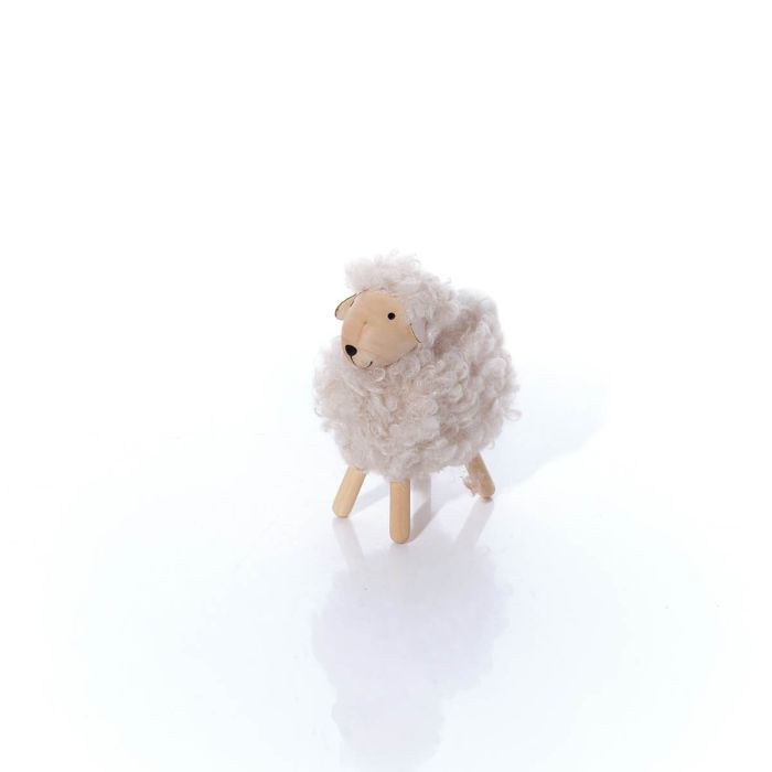 Fleecy standing sheep with wooden face