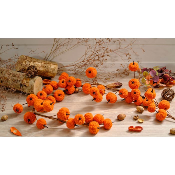 Burnt orange pumpkin shearling fabric garland