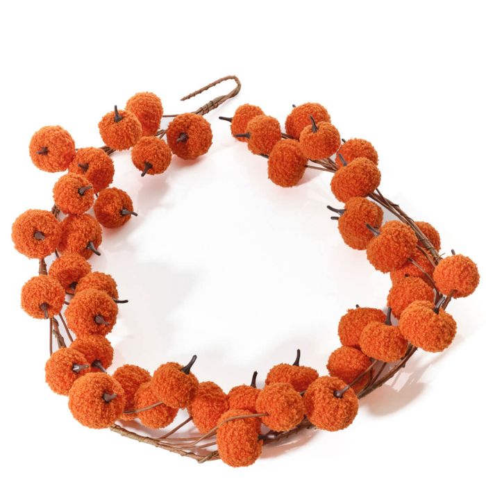 Burnt orange pumpkin shearling fabric garland