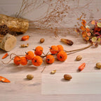 Burnt orange shearling fabric pumpkin branch