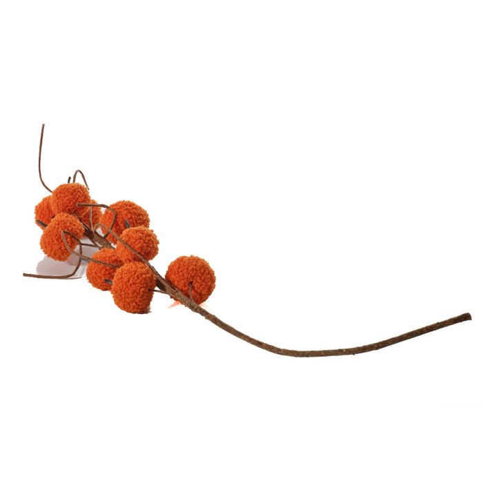 Burnt orange shearling fabric pumpkin branch