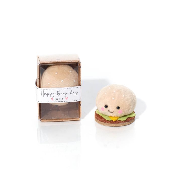 Tiny world fabric burger in bun boxed keepsake