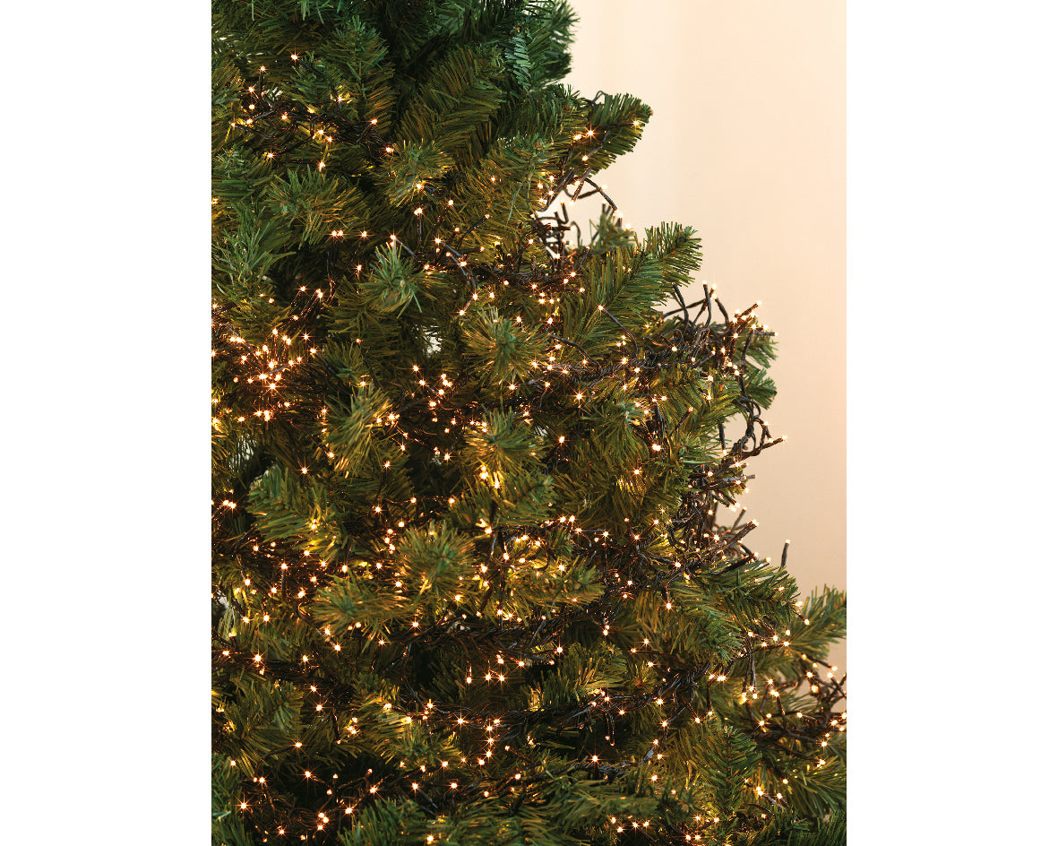 3000 LED Cluster Lights Warm White on Green Cable