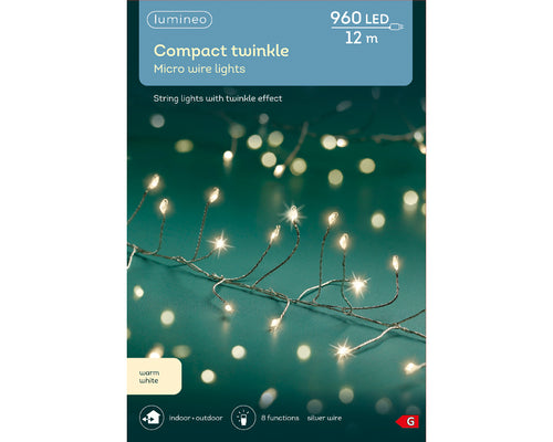 960 micro wire LED compact warm white lights on silver wire