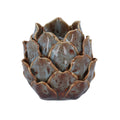 Blue/brown reactive glaze artichoke tealight holder