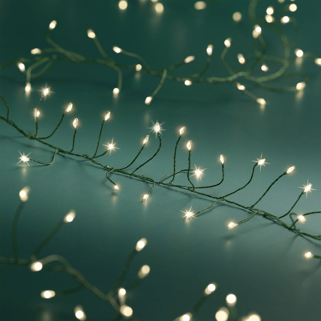 1440 Micro Wire LED compact warm white lights on green wire