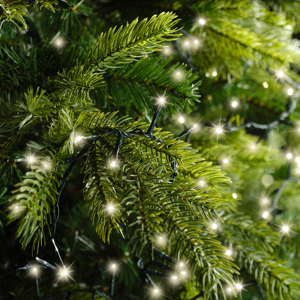 3000 LED compact tree lights warm white green wire