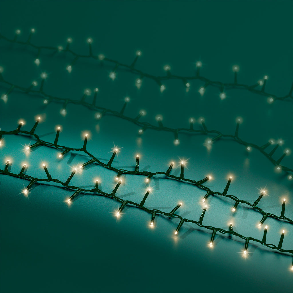 3000 LED compact tree lights warm white green wire