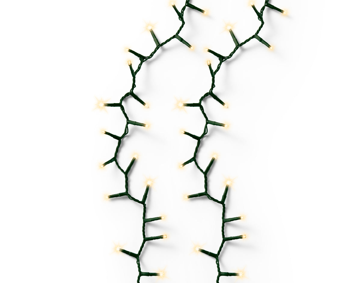 1000 LED compact soft gold lights on green cable