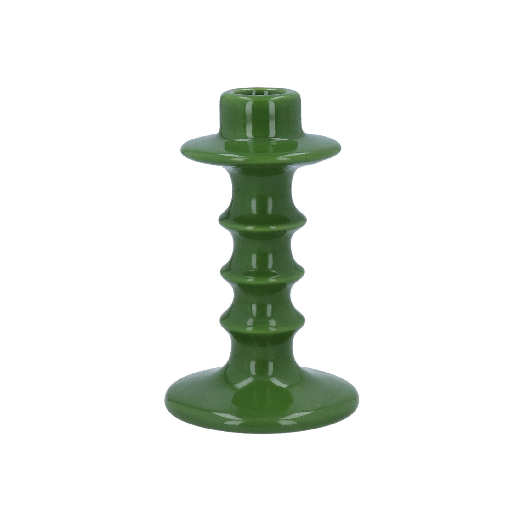 Green ceramic stacked candlestick, Sml