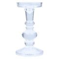Tall clear glass ball candlestick