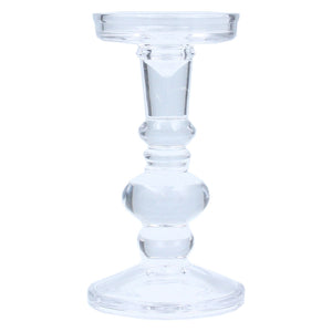 Tall clear glass ball candlestick