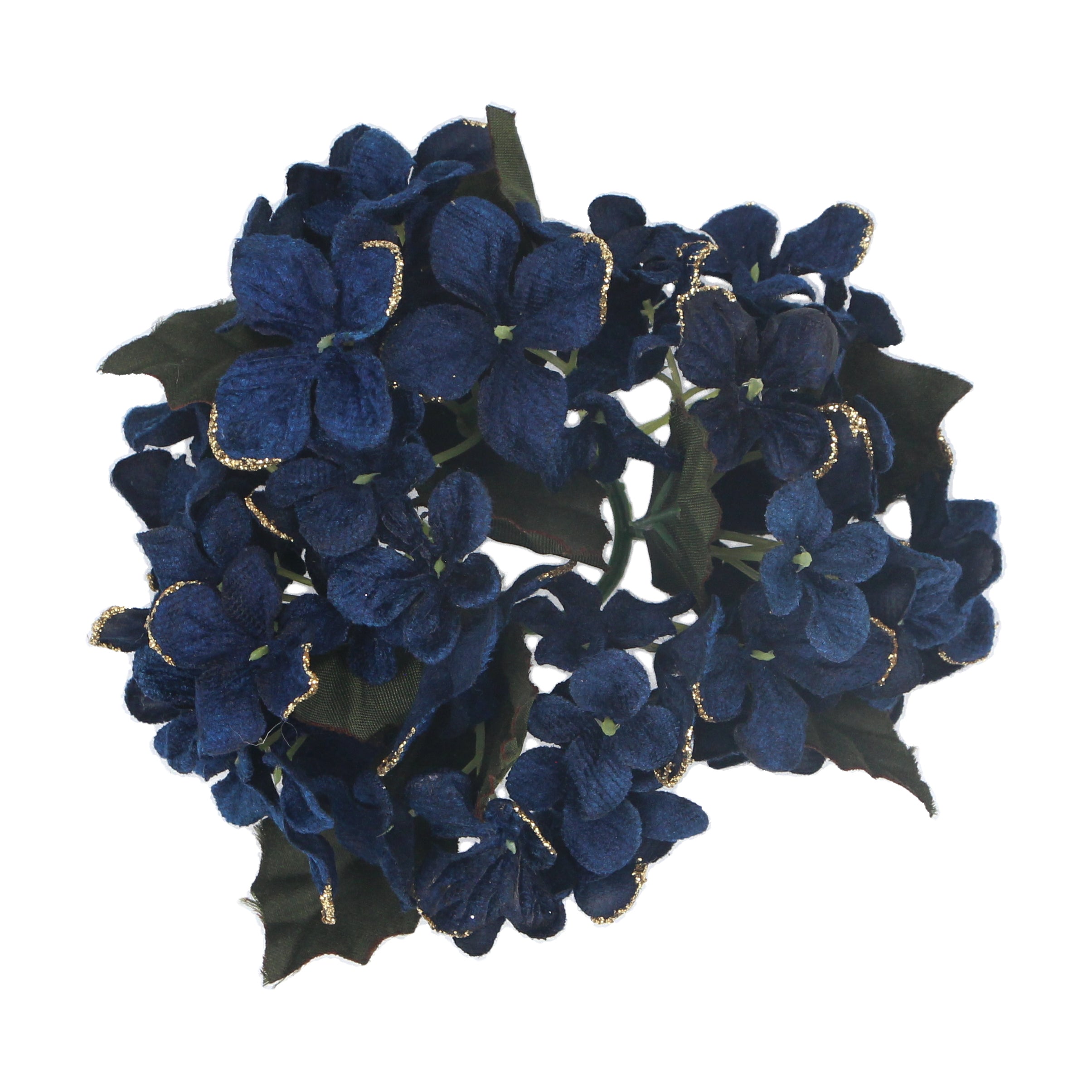 Navy blue hydrangea dinner candle ring