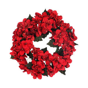 Christmas red hydrangea candle ring-large