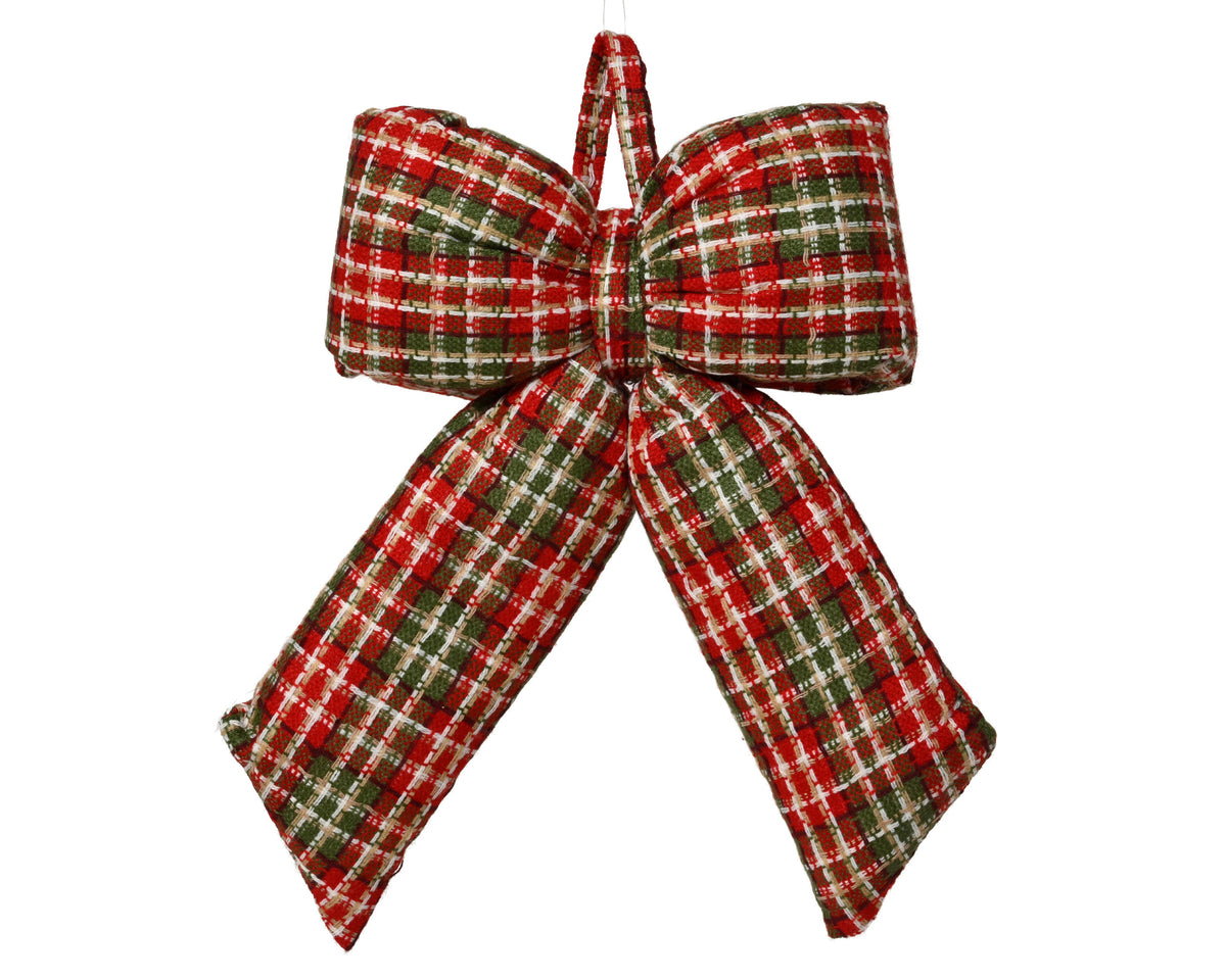 Red tartan bow, 19cm
