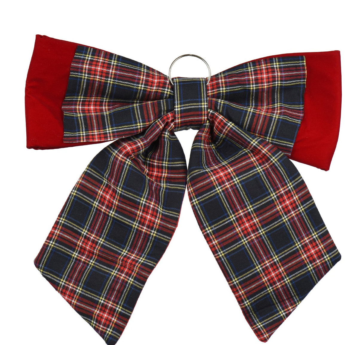 Tartan velvet bow hanging decoration, 52cm
