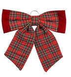 Tartan velvet bow hanging decoration, 62cm