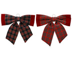 Tartan velvet bow hanging decoration, 72cm