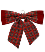 Tartan velvet bow hanging decoration, 72cm