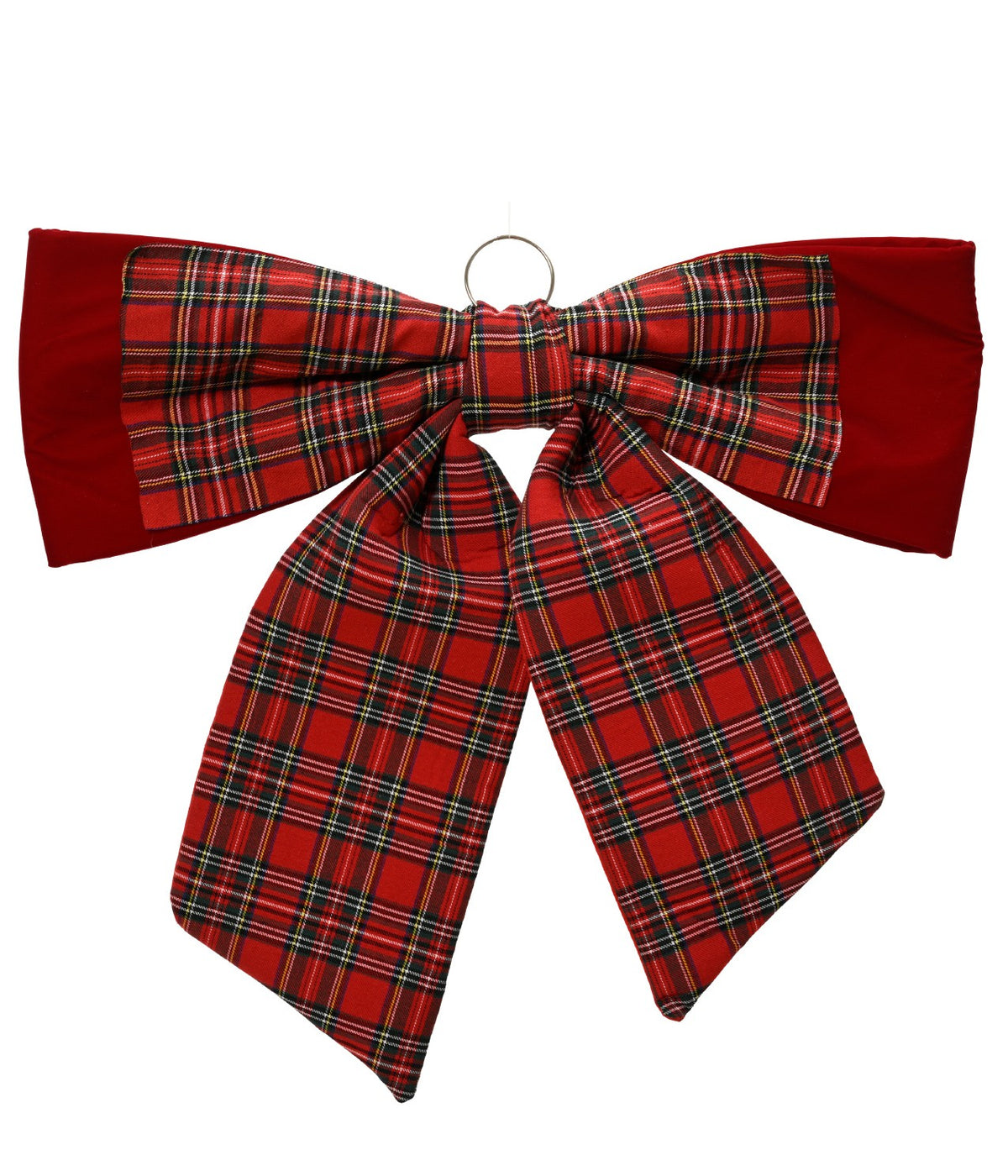 Tartan velvet bow hanging decoration, 72cm