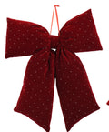 Burgundy\ red sparkly velvet bow hanging dec