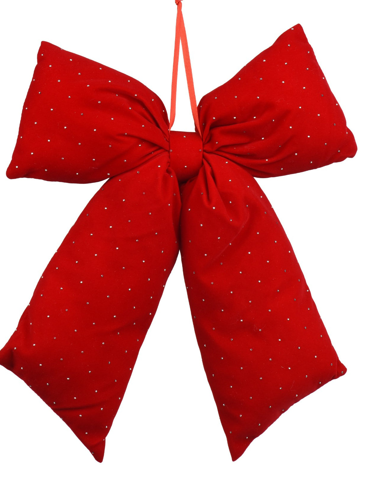 Burgundy\ red sparkly velvet bow hanging dec