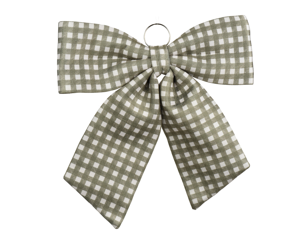 Green gingham bow hanging decoration
