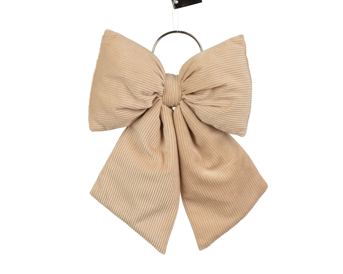 Soft cream corduroy bow