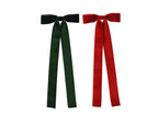 Dark green/ Christmas red long velvet bow